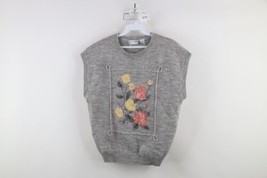 Vintage 90s Streetwear Womens Large Wool Blend Knit Floral Flower Sweate... - £43.35 GBP