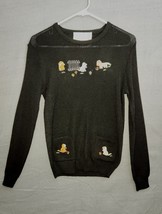 Vintage Cyn Les Womens Medium Black Shirlee Designs Embroidered Sweater Dogs - £39.92 GBP