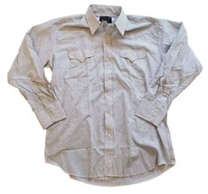 Panhandle Slim Pearl Snap Western Rockabilly Shirt Gray Striped VTG 17.5 35 USA - £25.76 GBP