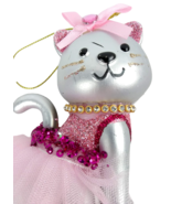 Pink Cat Christmas Tree Ornament Hanging keepsake Tutu Dress Kitty Glitt... - £9.43 GBP