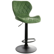 Elama Vintage Faux Leather Adjustable Bar Stool in Green with Black Base - £98.06 GBP
