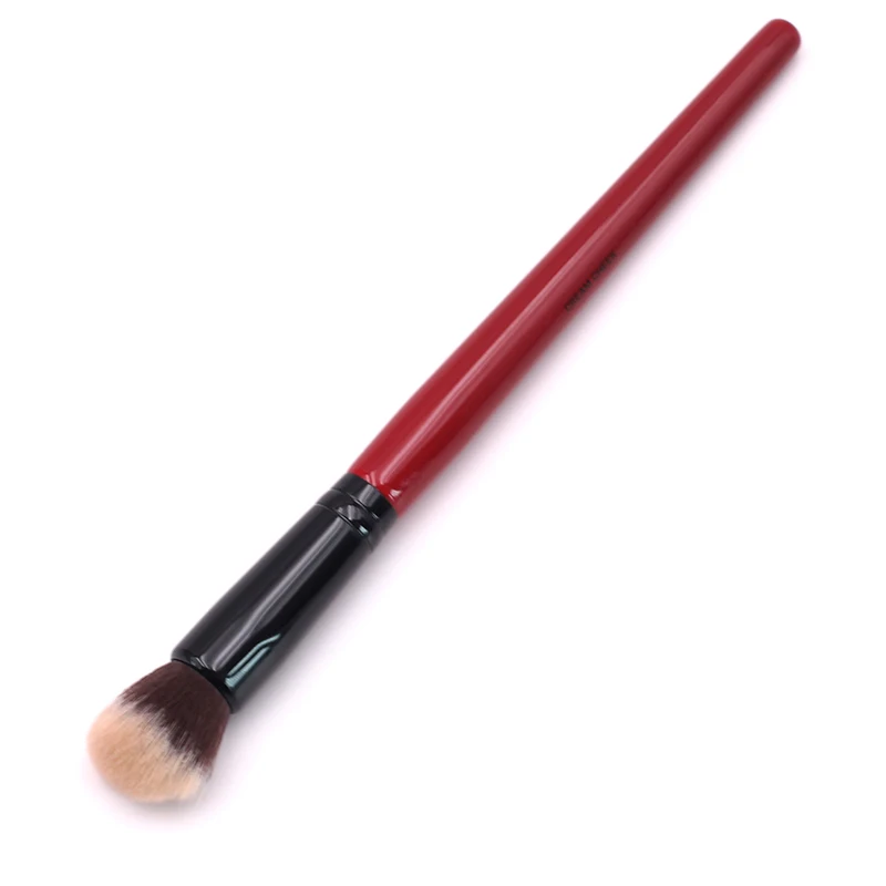 Classic red wooden long handle fluffy synthetic cream cheek makeup brush thumb200