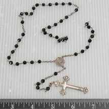 Sterling Silver Black Glass Beads Rosary - $29.69