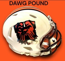 CLEVELAND BROWNS DAWG POUND CUSTOM LOGO RIDDELL SPEED FOOTBALL MINI HELMET - £54.43 GBP