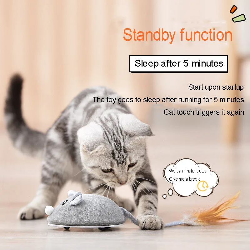 House Home Cat Toy Electric Crawling Mouse USB Rechargable Flocking Mouse With F - £37.06 GBP