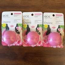 3 x EOS Organic Lasting Hydration Lip Care 100% Natural Strawberry Sorbe... - £9.63 GBP