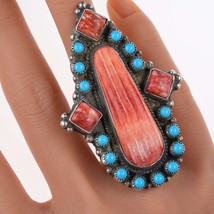 sz7.25 Huge Dean Brown Navajo sterling - Turquoise and spiny oyster ring - £351.18 GBP