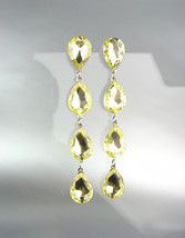 GLITZY Yellow Topaz Czech Crystals Chandelier Pageant Prom Bridal Earrings 4320L - £21.23 GBP