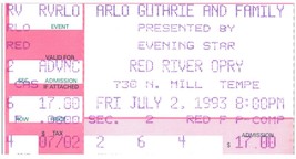 Vintage Arlo Guthrie Ticket Stumpf Juli 2 1993 Rot River Opry Tempe Arizona - £34.55 GBP