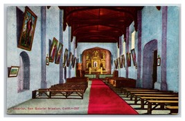 Interior San Gabriel Archangel Mission CA California UNP DB Postcard S24 - $2.92