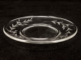 Clear Glass Bread/Snack Plate, Etched Leaf Pattern, 6.25&quot;, Sickles Glass... - £10.13 GBP
