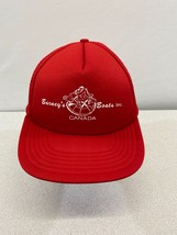 Barney&#39;s Boats Inc. Canada Vintage Trucker Hat Red Polyester Snapback Cap - $7.92
