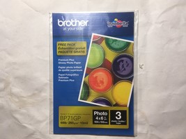BROTHER BP71GP PREMIUM PLUS WHITE GLOSSY PHOTO PAPER 3 PCS 6x4&quot; 69LB INK... - $37.88 MXN