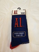 A.1. Original Sauce Men&#39;s Novelty Crew Socks Blue 1 Pair Shoe Size 6-12 - £9.22 GBP