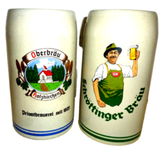 2 Hasenbrau Fortunabrau Kiesel Ettal Stolz Etzel Rothenburg German Beer Steins - £12.02 GBP