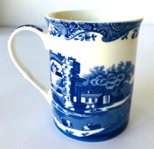 Spode Blue Italian 12 oz Ceramic Coffee Mug &amp; Coaster Set in Box Ancient Italy - £19.32 GBP