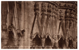 York Minster Carvings In Chapter House England Black And White Postcard - £7.87 GBP