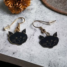Black Cat Laser Cut Vintage Earrings Womens Jewelry Costume Halloween Costume - £11.24 GBP