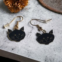 Black Cat Laser Cut Vintage Earrings Womens Jewelry Costume Halloween Costume - £11.26 GBP