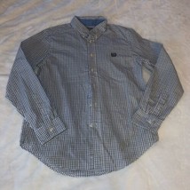 Youth Size Large 14/16 Chaps Long Sleeve Button Down Shirt Blue Black Check - £14.37 GBP