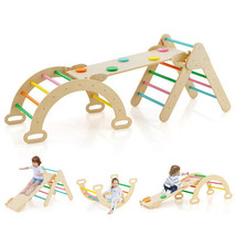 5-in-1 Wooden Kids Climber Toys with Triangle Arch Ramp-Multicolor - Color: Mult - $145.49