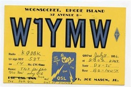 W1YMW Woonsocket Rhode Island QSL Card 1956 - £10.89 GBP
