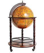 Nautical Globe Bar With Hidden Drink Cabinet And Mahogany Finish - $414.95