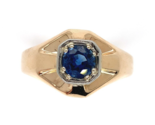 14k Yellow Gold .80ct Genuine Natural Sapphire Men&#39;s Ring Size 10.5 (#J6... - $2,044.35