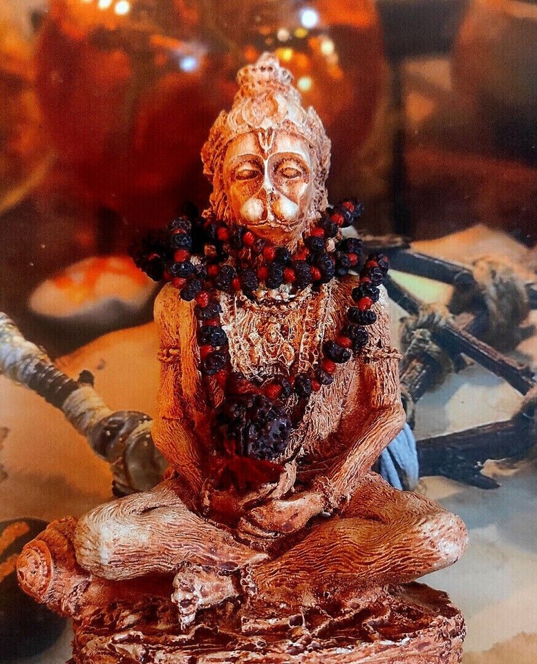 Sri Mehandipur Balaji Temple Hanuman Statue + Bead Protect Evil Black Ma... - $77.87