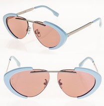 FENDI FENDILAND 40042 Blue Pink Mirrored FF Unisex Oval Sunglasses FE40042U - £397.16 GBP
