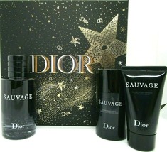 Christian Dior Sauvage Cologne 3.4 Oz Eau De Toilette Spray 3 Pcs Gift Set  - £236.06 GBP