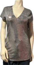 Silver Metallic Short Sleeve Top, Dressy T-Shirt, INC International Concepts - £18.77 GBP