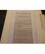 RARE-SPEECH BY H. WINTER DAVIS OF MARYLAND ON LINCOLN&#39;S POST WAR PLAN 2/... - $46.74