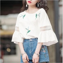 Fashion Women Girls Summer Korean Blouse 3/4 Sleeve T-shirt Loose Casual Tops - £8.65 GBP