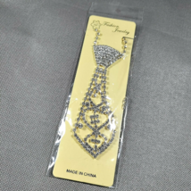 Necktie Bow tie Rhinestone Choker Necklace Silver Tone - £8.45 GBP