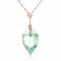 11.25 Carat 14K Rose Gold Necklace Pointy Briolette Drop Blue Topaz 14&quot;-24&quot; - £256.98 GBP