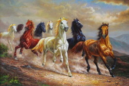 Decor Horse Running classical Oil painting Wall art HD Giclee Printed on Canvas - £7.58 GBP+
