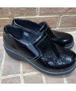 Abeo Bessie Black Shiny Leather Clogs Nursing Work Comfort Womens Size 7.5 - £27.29 GBP