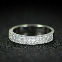 Half Eternity Ring 1.50Ct Round Moissanite Wedding Band 14K White Gold Size 8.5 - £214.13 GBP