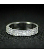 Half Eternity Ring 1.50Ct Round Moissanite Wedding Band 14K White Gold S... - £212.29 GBP