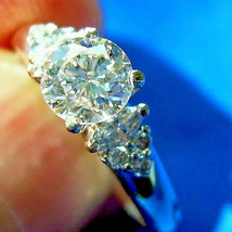 Earth mined Diamond Deco Engagement Ring Solid Designer 14k White Gold Solitaire - $6,455.25