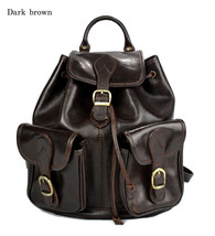 Backpack leather dark brown backpack genuine leather travel bag weekender sports - £170.48 GBP