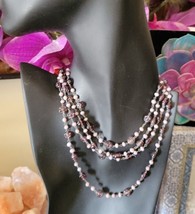 Art Deco Amethyst Color Molded Flower Glass Beads Flapper Necklace 54&quot; Antique - £38.61 GBP