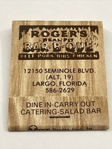Vintage Matchbook Cover  Roger’s Bar-B-Que Largo, Florida  gmg unstruck - £9.92 GBP