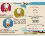 United Airlines Menu Postcard The Hollywood and 3 Chefs  - £14.21 GBP
