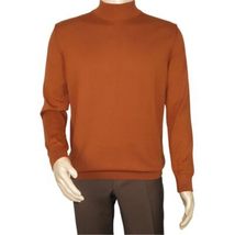 Men's Sweater Knit By BRANGO Turkey Mock Neck Cotton Blend 21050 Tobacco image 3