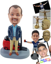 Personalized Bobblehead Businessman wearing nice outfit with a fork lift truck - - $174.00