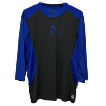 Nike Pro Combat Baseball Shirt Youth Size Large Fitted Black Blue Dri-Fit LS - $17.07