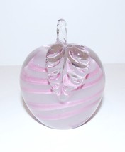 LOVELY ART GLASS APPLE OPAQUE PINK/LAVENDER SWIRL 3&quot; PAPERWEIGHT/SCULPTURE - $25.25