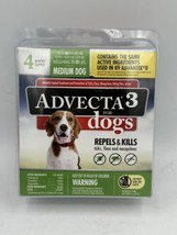 ADVECTA 3 FLEA TICK MOSQUITO TREATMENT FOR MEDIUM DOGS 4 MO SUPPLY NEW S... - £18.55 GBP